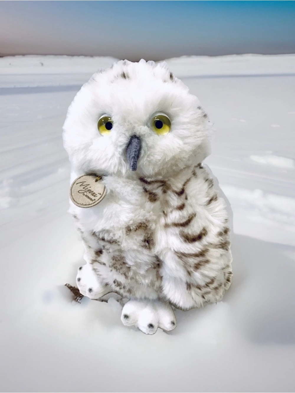 Miyoni By Aurora Snowy Owl Realistic Bright Yellow Eyes Handmade Plush Toy 26175